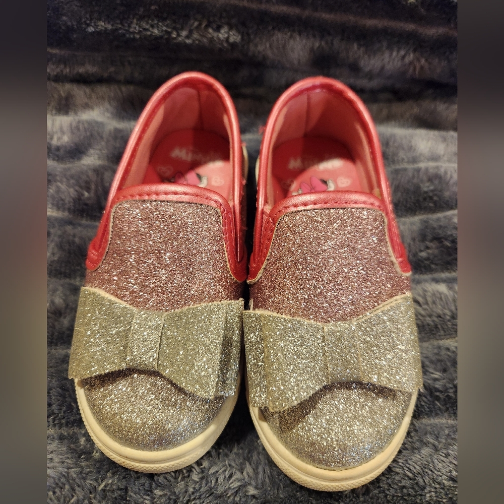 Glittery Pink and Silver Minnie Mouse Kids Shoes